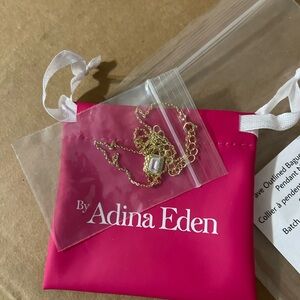 Adina Eden Pave Outlined Baguette Solitaire Pendant Necklace New